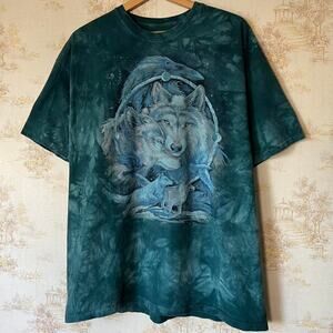 The Mountain Wolf Graphic Tee | Green Tie-Dye | Fits XLT